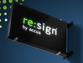 Bild på skylt där det står re:sign by accus