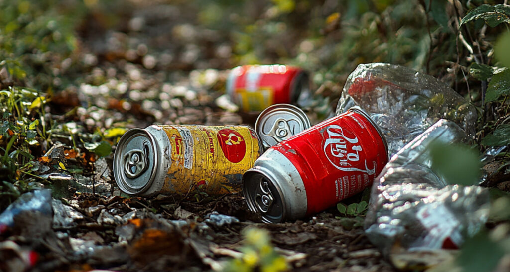 Burkar slängda i naturen.