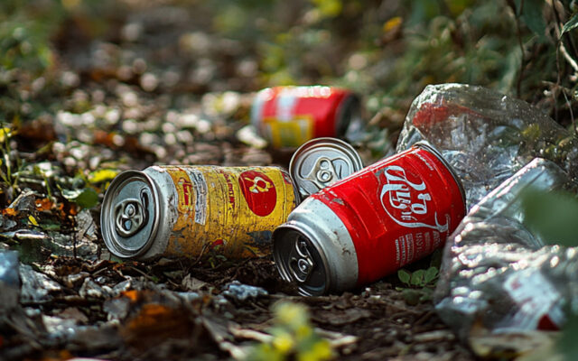 Burkar slängda i naturen.